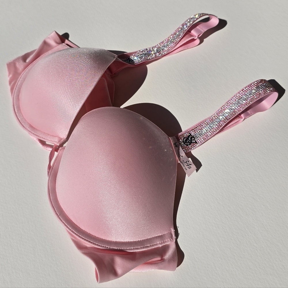 Victoria's Secret Fashion Show Pink Bra with Sparkling Straps 34B NWT